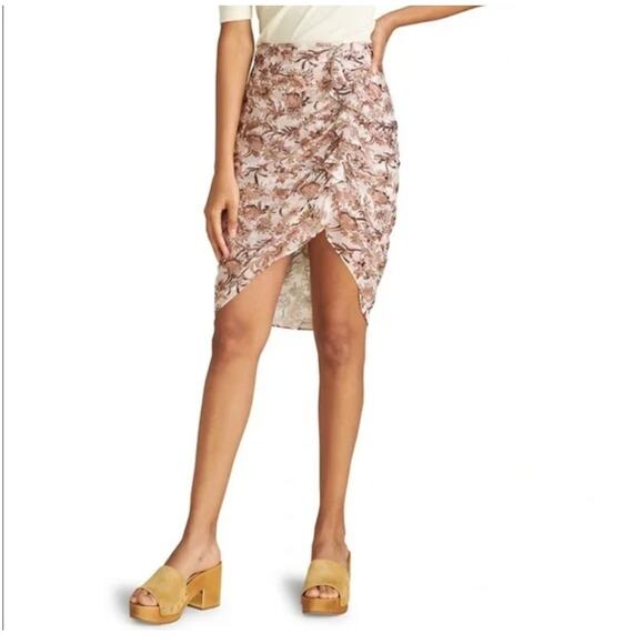 Veronica Beard Silk Midi Skirt Hazel Metallic Floral Asymmetrical Ruffle - Picture 1 of 11